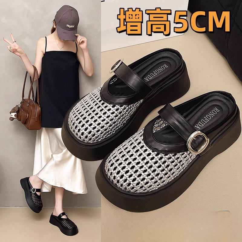 Thick-Soled Casual Birkenstock Toe-Cap Half Slippers for Women's Summer Outer Wear 2025 One-Legged Big-Toe Mary Jane Fisherman Sandals
