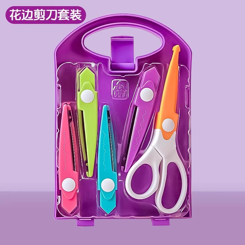 Máquina de estampado que ahorra trabajo, material manual para niños, patrón de herramienta de bricolaje, tijeras de encaje grandes, juego completo de máquina de impresión