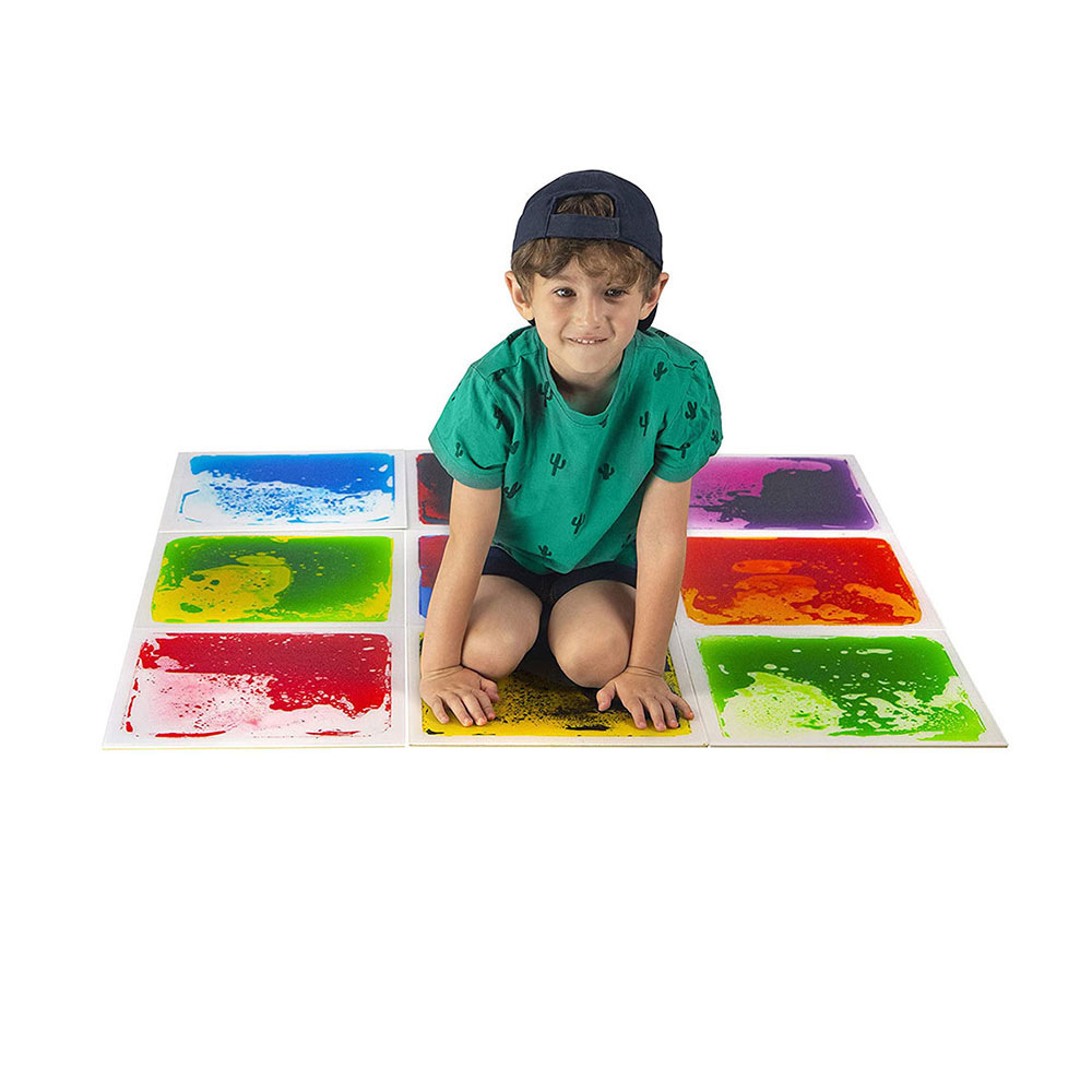30cm lquid piso azulejos al por mayor de los niños rompecabezas líquido color azulejo piso Mat sensorial mat
