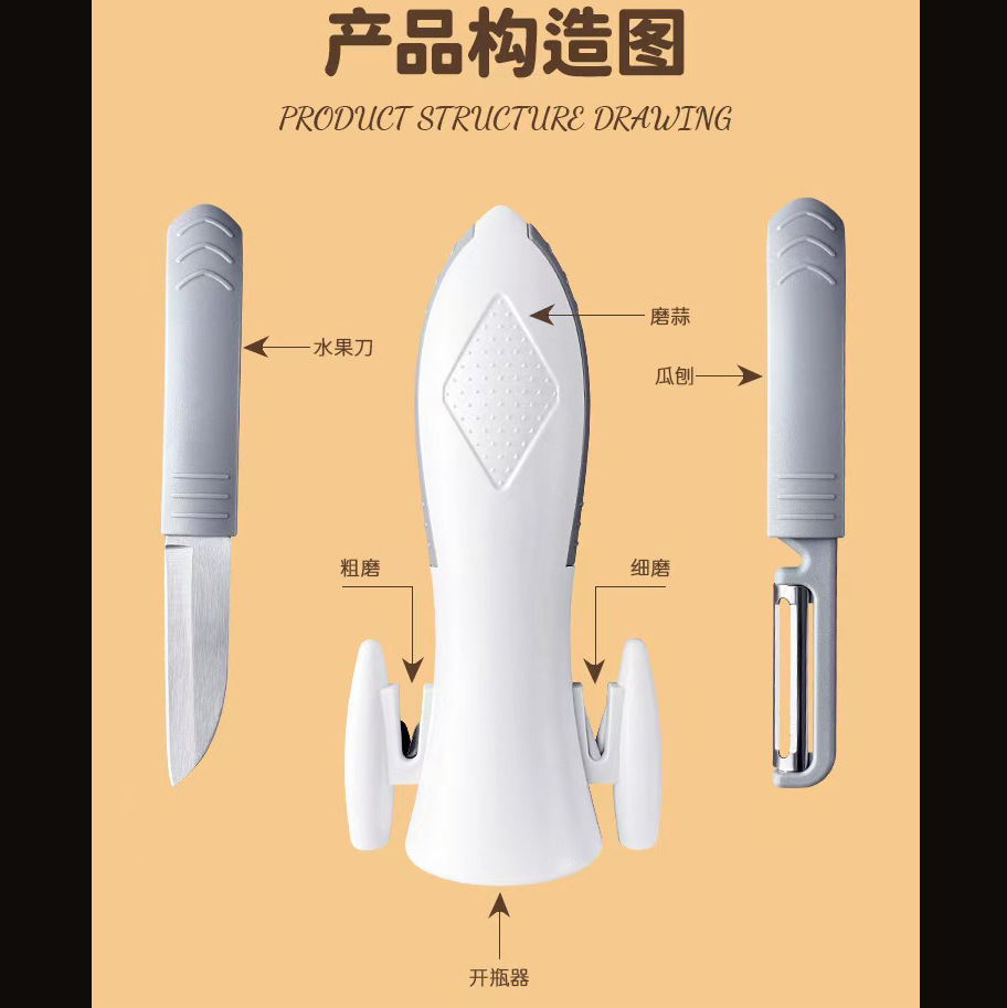 Ablinador de cuchillos puntual, afilador rápido de tres o cuatro etapas, afilador de diamante, afilador de cocina multifuncional, afilador de mano de piedra