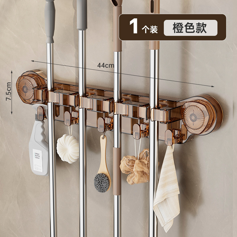 壁掛けモップクリップ吸盤パンチフリーフック収納ラック浴室トイレ強力なモップほうき固定ハンガー|undefined