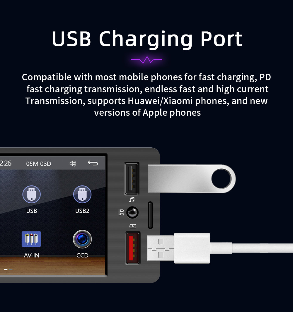 4.1inch Single-DIN Wired CarPlay Car MP5 Player Bluetooth Reversing Car Center Console Radio 12V