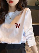 白色纯棉内搭打底衫女2025新款春秋装冬季德绒长袖t恤上衣服