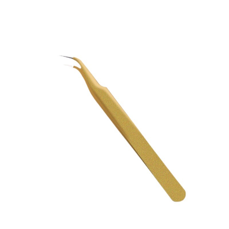 Pinzas de Acero Inoxidable con Descuento para Sujetar, Pinzas Doradas de Precisión con Puntas Rectas y Curvas para Belleza y Extensiones de Pestañas, Aplicador de Pestañas Postizas. image 7