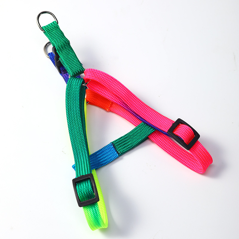 Arco Iris correa de pecho para mascotas traje de color a juego estilo chaleco anti-rotura correa de pecho de perro cuerda de tracción correa de perro en stock