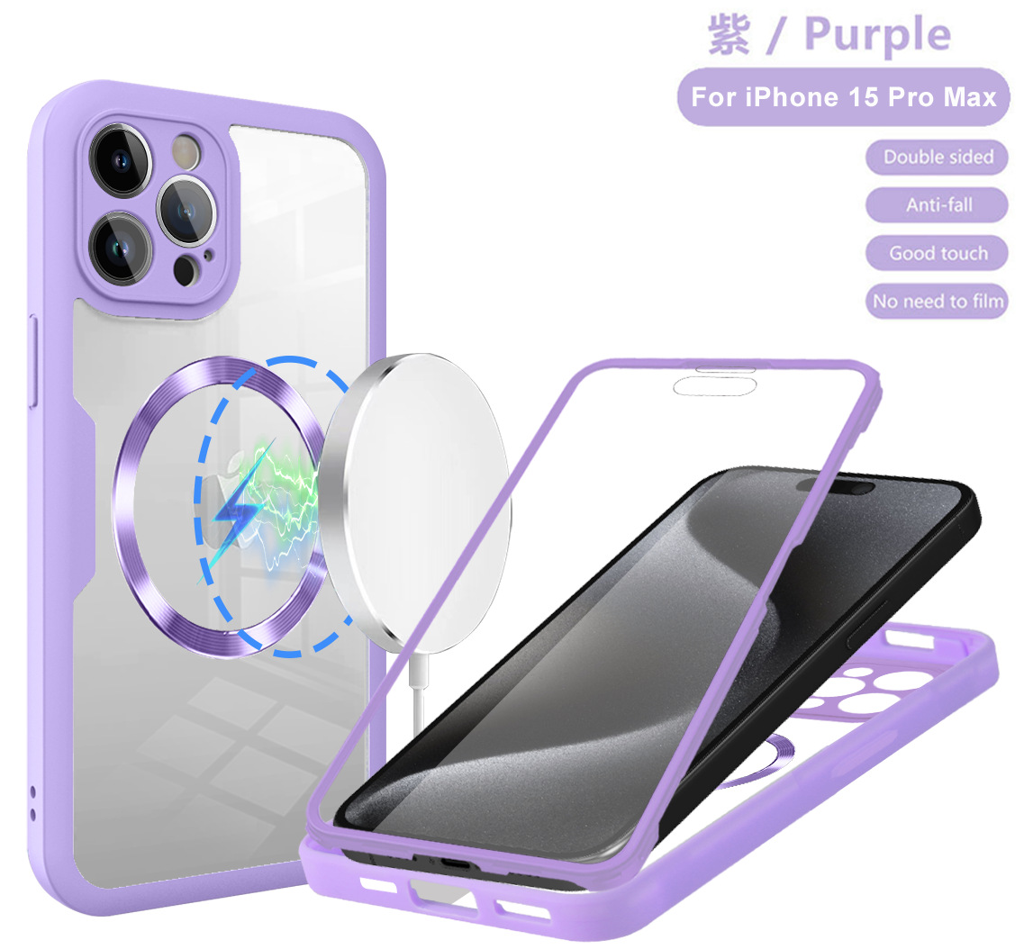 Qicai manyetik emişli iPhone 16 Pro telefon kılıfı Apple 15 kabuk filmi hepsi bir arada tam kapsamlı 14pm düşmeye karşı dayanıklı 16e