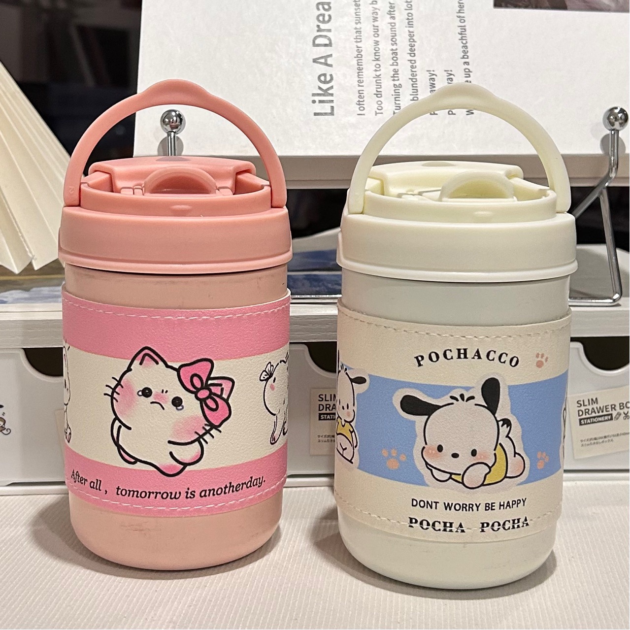 高颜值女原宿风 便携保温杯大容量500ml简约可爱韩版保温杯白色/