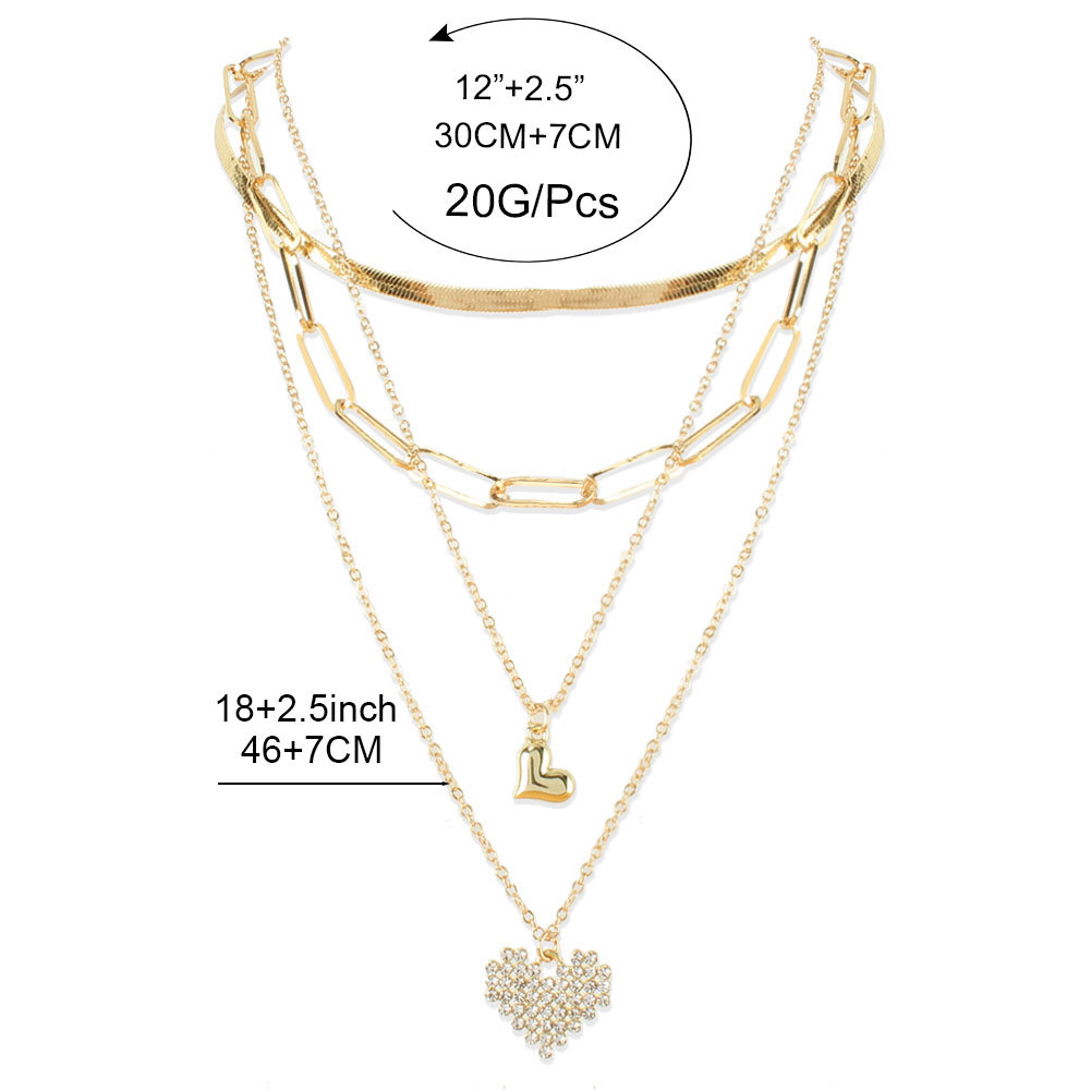 Fashion Multilayer Alloy Diamond Heart-shaped Necklace display picture 1