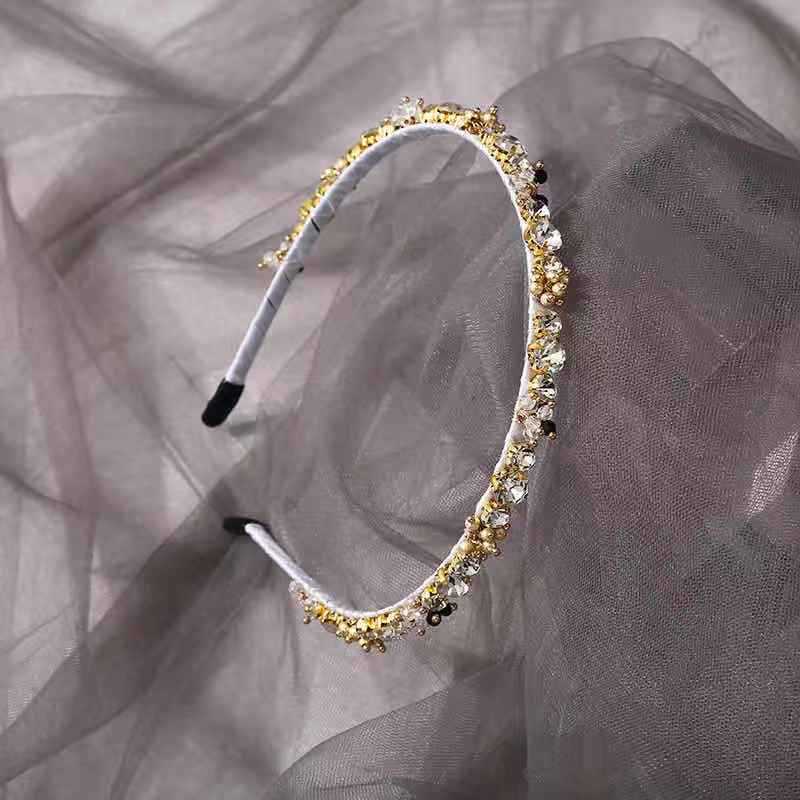 Simple Style Solid Color Iron Inlay Rhinestones Hair Band