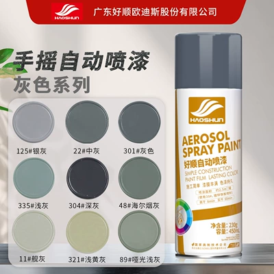 Haoshun Gray Automatic Spray Paint for Electric Vehicle Color Change, Wall Graffiti Renovation, Car Repair and Color Change, Hand-Operated Self-Spray Paint