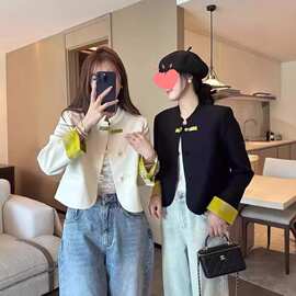 新中式国风盘扣短款外套女2024春秋新款高级感气质名媛小香风上衣