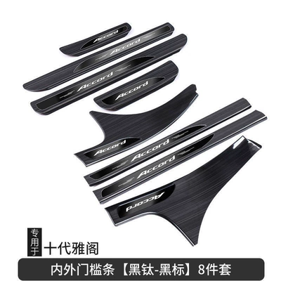 Dekorativ pedal başlıqları — Decoration Modification - sku16-18-22-accord-black-titanium-brushed-external-built-in-door-sill-strip-black-label-8-pieces