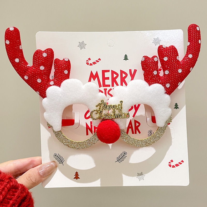 Nuevo marco de gafas de plástico feliz navidad para adultos y niños fiesta de disfraces accesorios de Navidad al por mayor