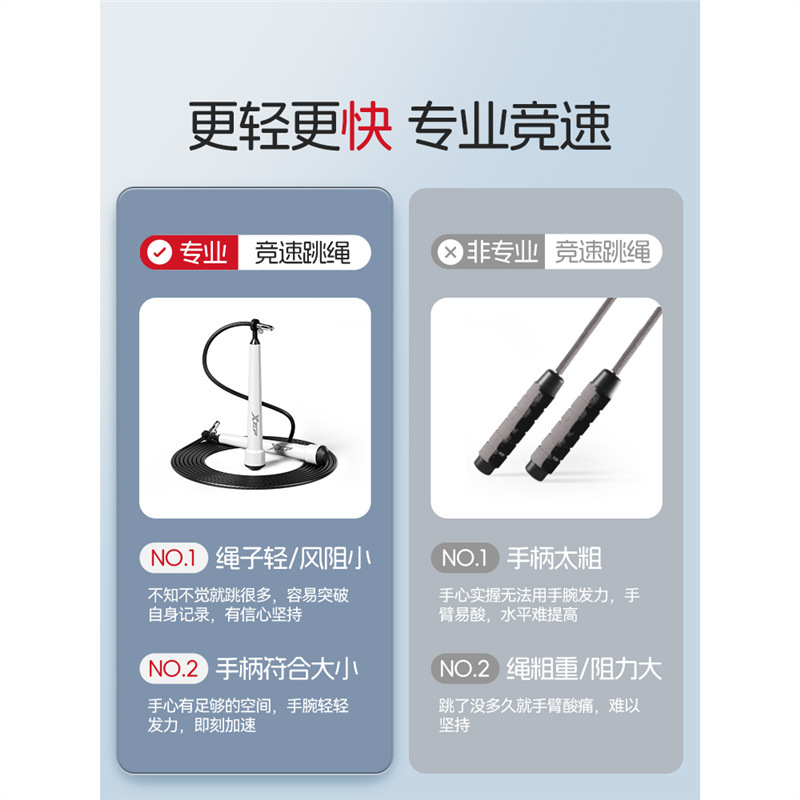 Xtep スチールワイヤーレーシング縄跳び高校入試子供用小学校特別プロスピードダブルロッカーコンペティションジャンプフィットネスロープ|undefined