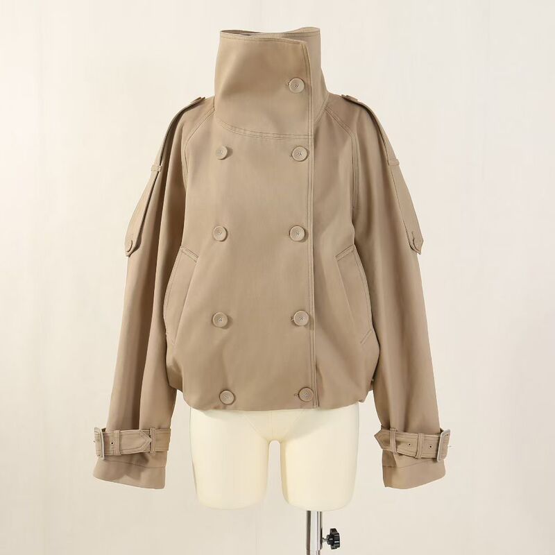 26-Year-Old Yb Brand/Ac Original Production Line Public Official Version Online Correct Version Twill Stand Collar Plaid Patchwork Lining Short Trench Coat 26-Year-Old Yb Brand/Ac Original Production Line Public Official Version Online Correct Version Twill Stand Collar Plaid Patchwork Lining Short Trench Coat