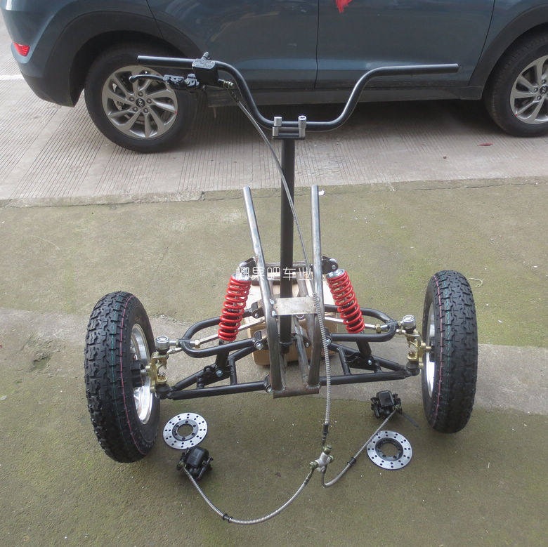 Modified Three-Wheeler and Four-Wheeler Electric Vehicle Parts, Go-Kart Handlebar Steering, Front Suspension Steering, 4.00-10 Tires