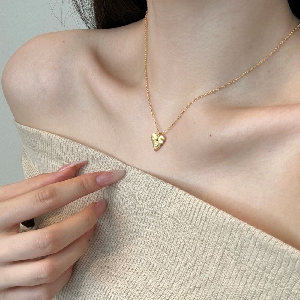 cable chain Chain Type Daily Occasion 925 Sterling Silver Cable Chain Plating Heart Shape Pendant Necklace
