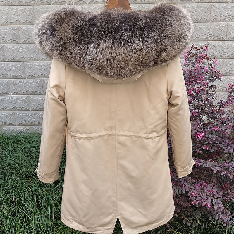 Sieviešu apģērbi Jauns ziemas Sieviešu Parka Vidēja Garuma Noņemams Laineris Lapsas kažokādas apkakles kažoks_voghion.com