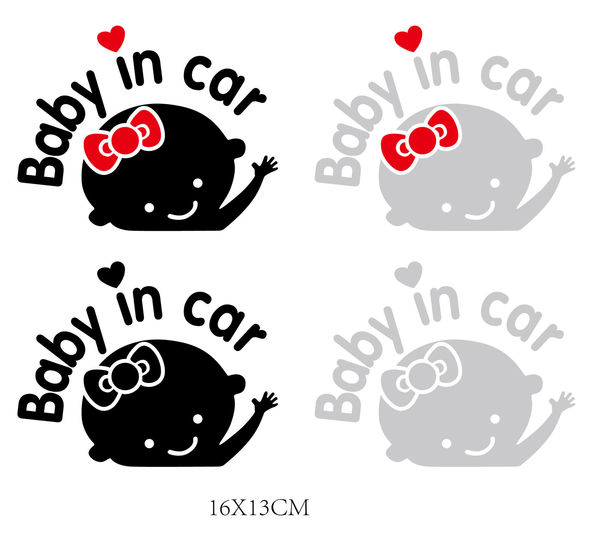 Aufkleber „Baby im Auto“ für Kinderwagen (weiblich), 13 x 16 cm, reflektierend, Warnaufkleber für das Auto_voghion.com