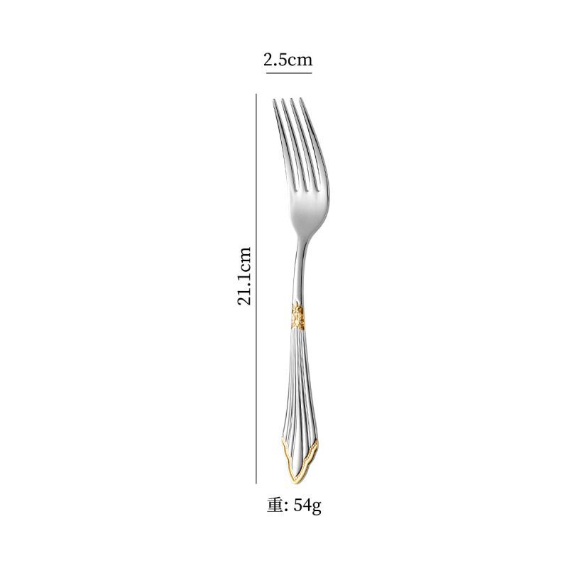 304ステンレス高級ホテルレストラン精品洋食器局部金メッキナイフスプーンフォーク茶スプーンフォーク|undefined