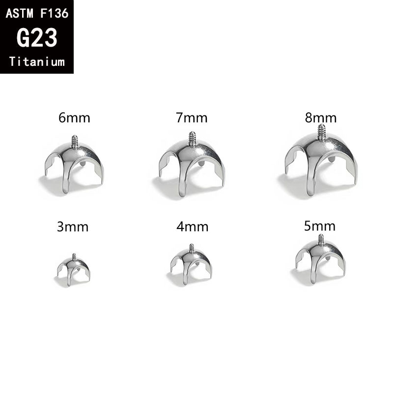 G23 Titanium Rose Cut Round Bottom Four-Prong Earring - Flat Back Labret Stud for Ear Lip Nose Piercing detail image 10