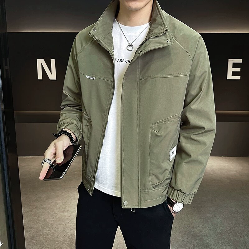2025 мужское пальто весна и осень новый повседневный молодежный куртка мужское платье с воротником топ 0108
