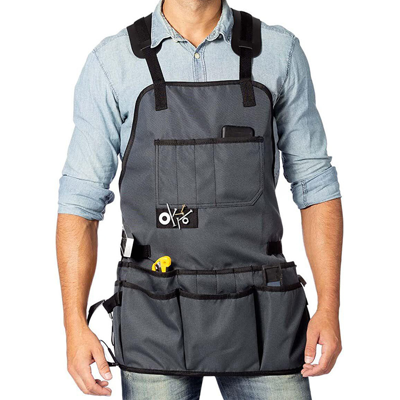 Delantal de lona gruesa transfronteriza logotipo personalizado barbacoa al aire libre electricista carpintería ropa de trabajo herramienta delantal fábrica al por mayor