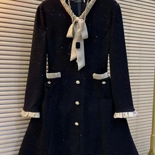 胖妹妹大码女装轻奢小香风连衣裙秋冬新款百搭显瘦时尚气质A字裙