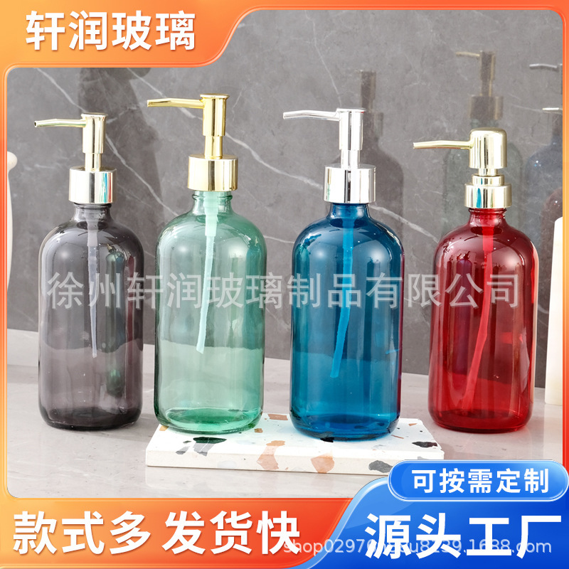 卸売プッシュ式手指消毒剤ガラスボトル詰め替えボトルホテルB&B家庭用カラーローションシャワージェル空ボトル|undefined