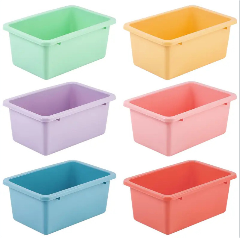 越境製品カラープラスチック収納ボックス子供玩具分類デスクトップ収納オフィス文房具収納カバー付き|undefined