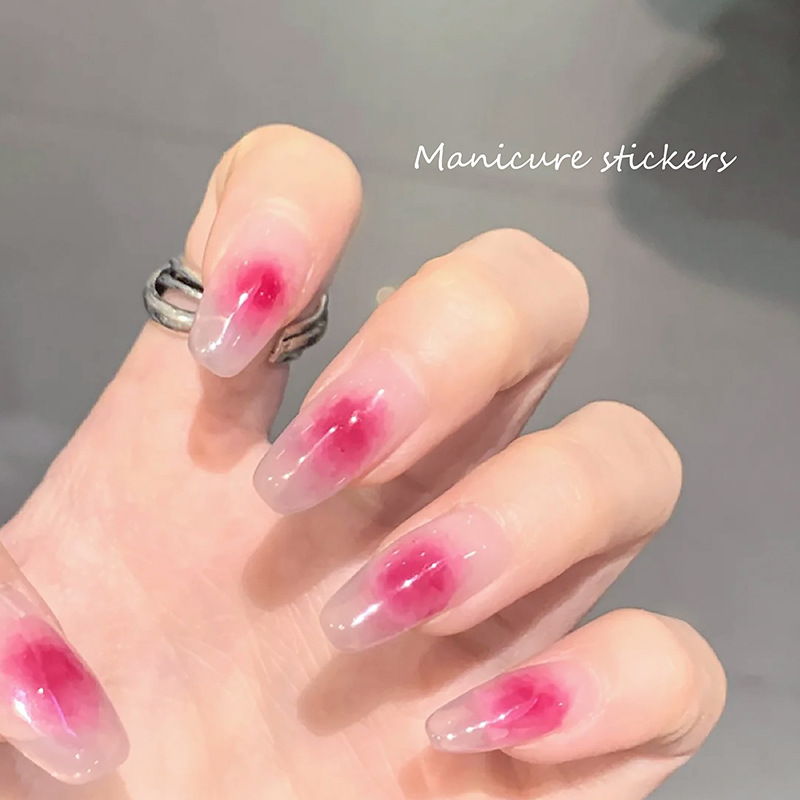 Uñas rubor pegatinas hielo transparente Jade grasa pegamento manchas amor Internet celebridad linda chica pequeño patrón decoración ultra-Delgado a prueba de agua