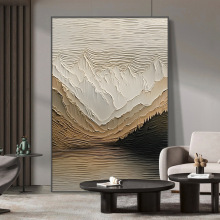 中古风咖色沙发背景墙玄关挂画背有靠山高级轻奢大幅时尚感落地画