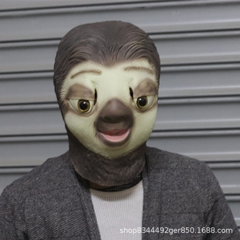 Perezas máscara de Halloween lindo divertido animal látex tocado TikTok Red rojo accesorios de rendimiento loco animal Ciudad