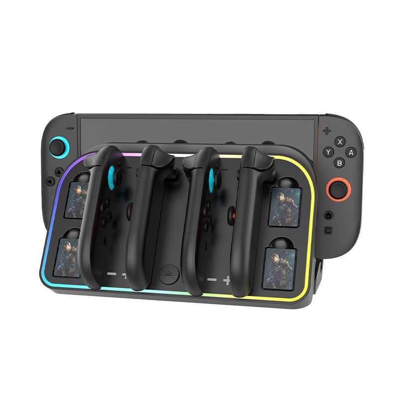 新しい Switch2 ハンドル充電ベース壁掛け充電ストレージブラケットとカラフルな RGB ライト HBS-2807|undefined