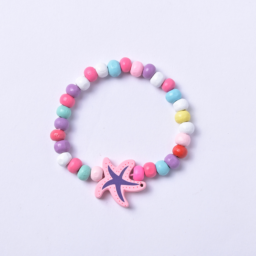 Cartoon Style Heart Shape Wood Kidu0027S Bracelets 12 Pieces