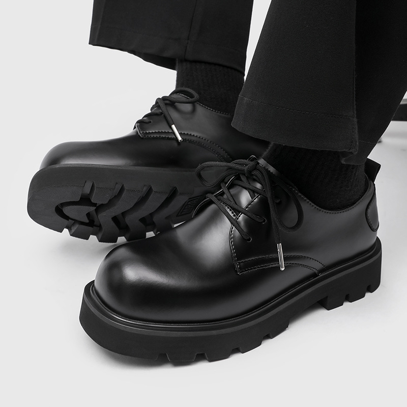 ShoeVault Derby Cow Suede Genuine Leather Toe Thick Low Top Big Yellow Boots Soft Bottom Non-Slip Fashion Men Shoes Trendy_voghion.com