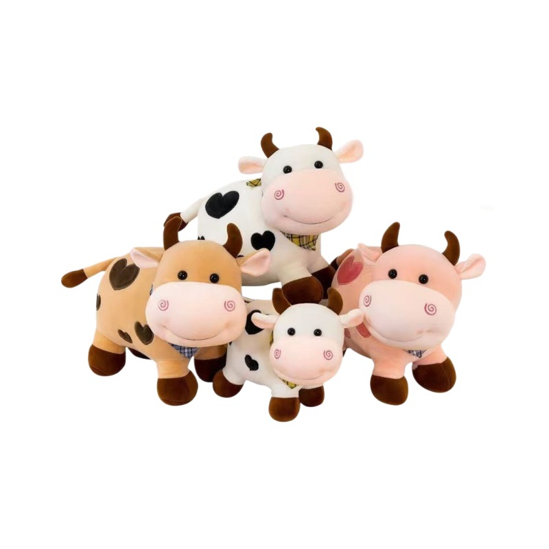 Hermosos juguetes de peluche de vaca muñeca ternera muñeca tela muñeca agarra muñeca dibujos animados ternera regalo para niños