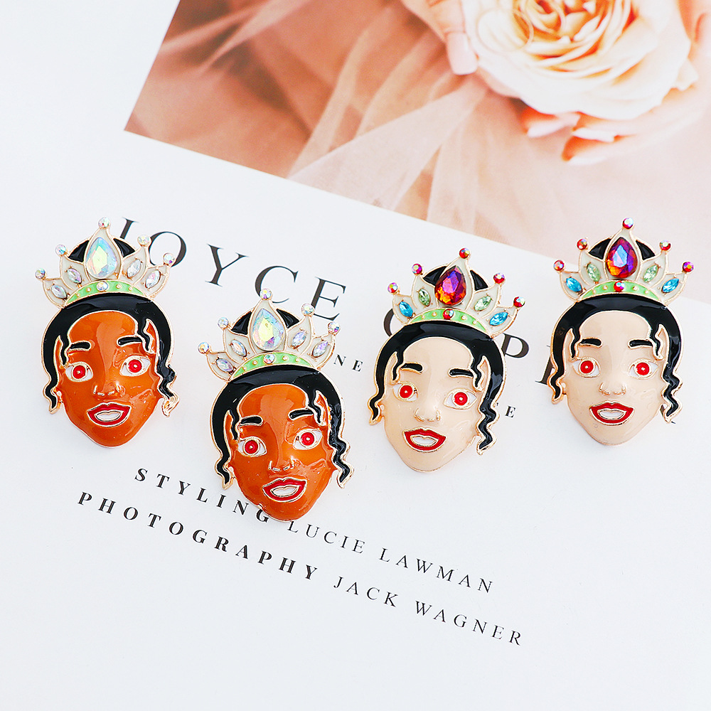 new style oiled cute cartoon diamond alloy earrings wholesale
