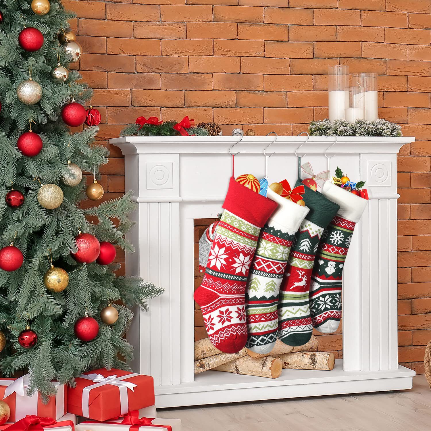 Transfronterizo nuevos calcetines de Navidad dulces de punto bolsa de lana bolsa de regalo escena diseño vacaciones Navidad calcetines decorativos