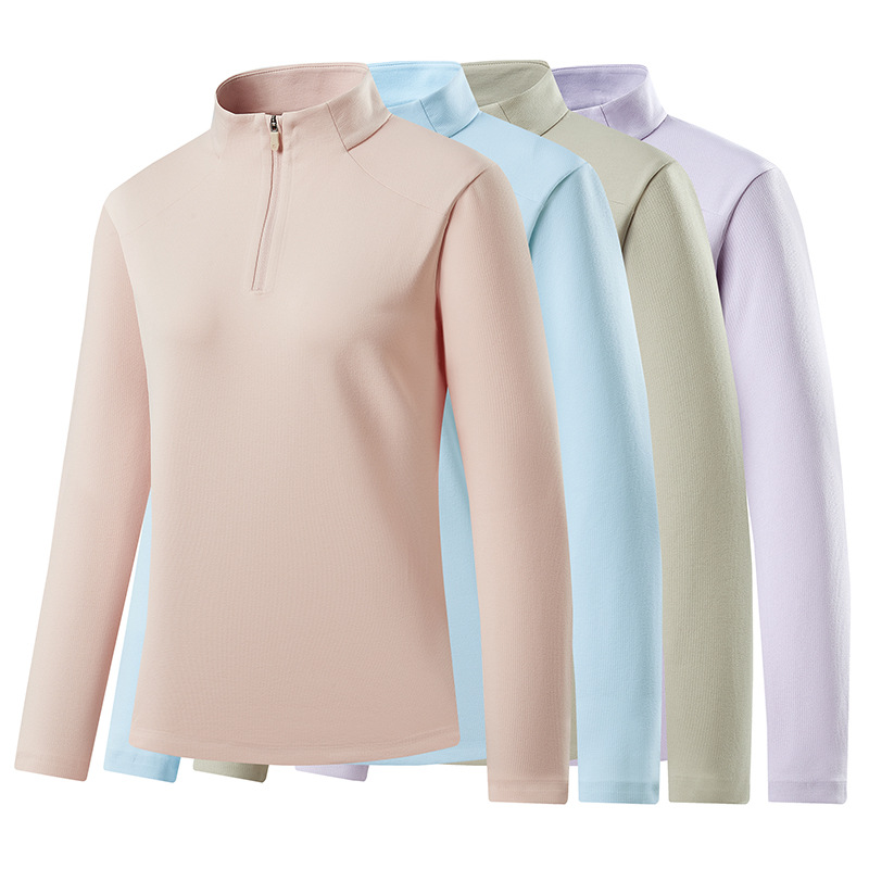 Stand-up collar half-zip new golf base shirt for women, seamless bonded edges, long sleeve, women's 86066315