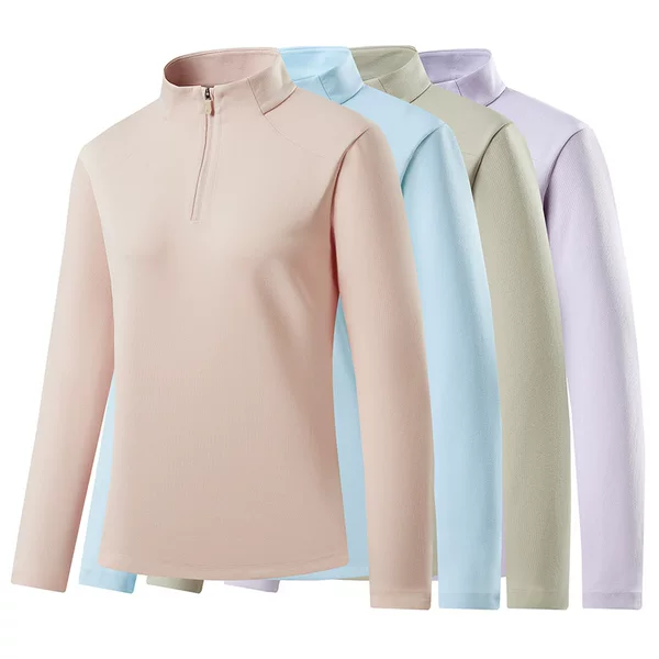 Stand-up collar half-zip new golf base shirt for women, seamless bonded edges, long sleeve, women's 86066315