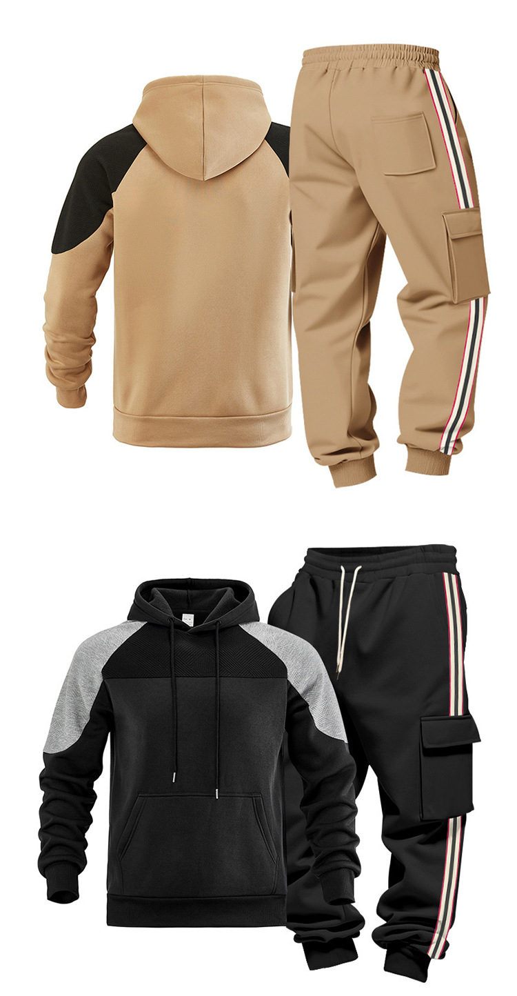 Men's Clothing Men's Heavyweight Casual Hooded Sweatshirt And Sweatpants Set Color Block Outdoor Commuter Style Loose Fit_viptrois.com
