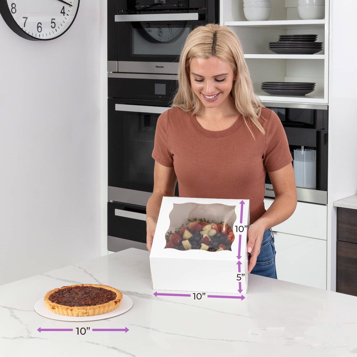 Caja de pastel de cumpleaños transfronteriza de comercio exterior caja de embalaje de pastel portátil ventana transparente caja de embalaje de postre horneado