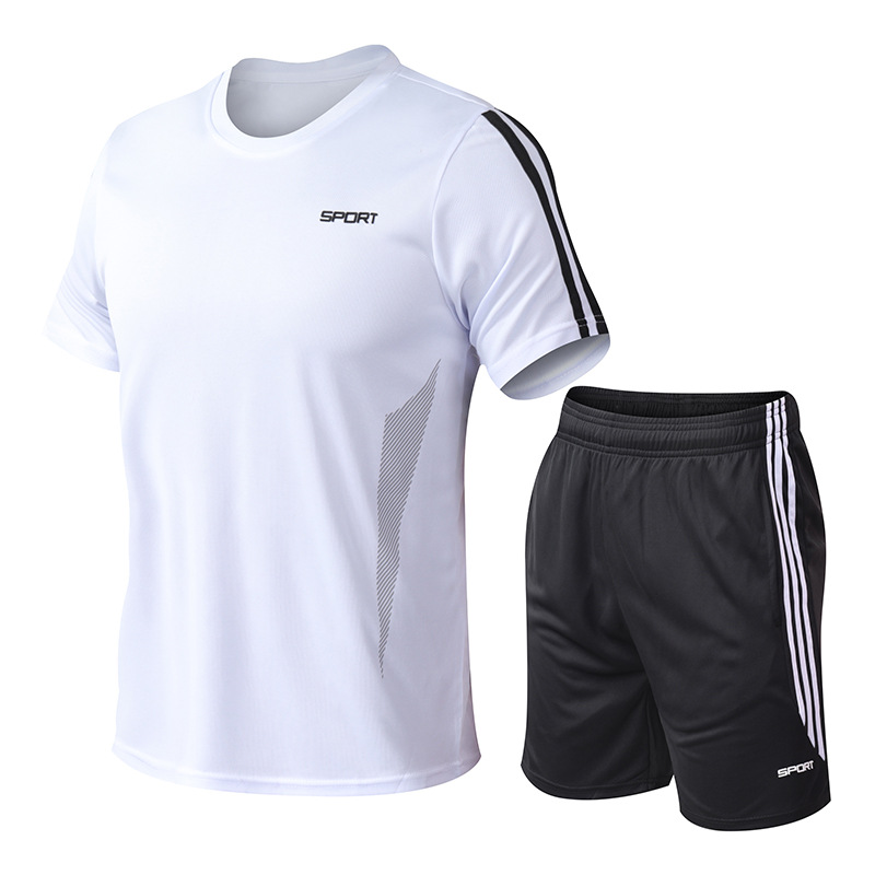 Trajes deportivos de verano para hombres, camisetas de mangas cortas para hombres, ropa de secado rápido para correr, ropa deportiva relajada, tamaño grande.