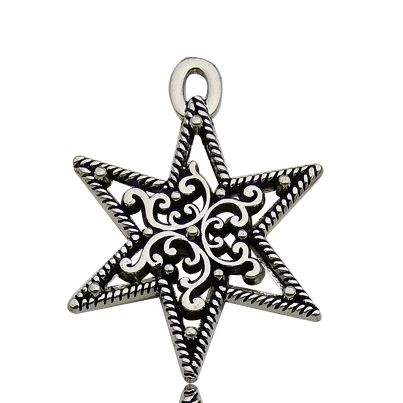 Retro DIY accesorios de joyería de aleación hechos a mano 1 Estrella hueco estrella de cinco puntas collar de meteorito pendientes colgante