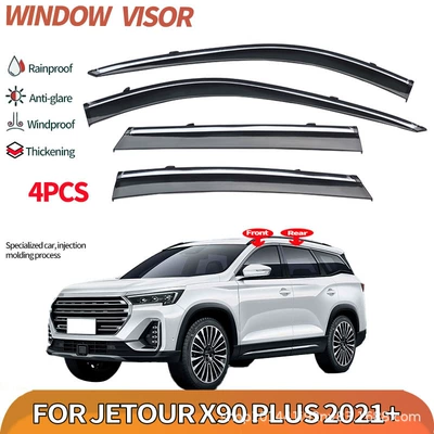 Suitable for Jetour X90 Plus Overseas Version Window Visor Jetour X90 Plus 2021 Window Visor (Rain shield) - jetour-x90-plus-mk2-2021-overseas-version-ps-silver-bright-strip-window-rain-shield