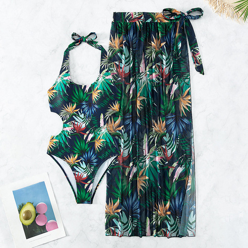 Printed new  European and American sexy bikini three-piece set slim vacation beach bikini swimsuit for women export