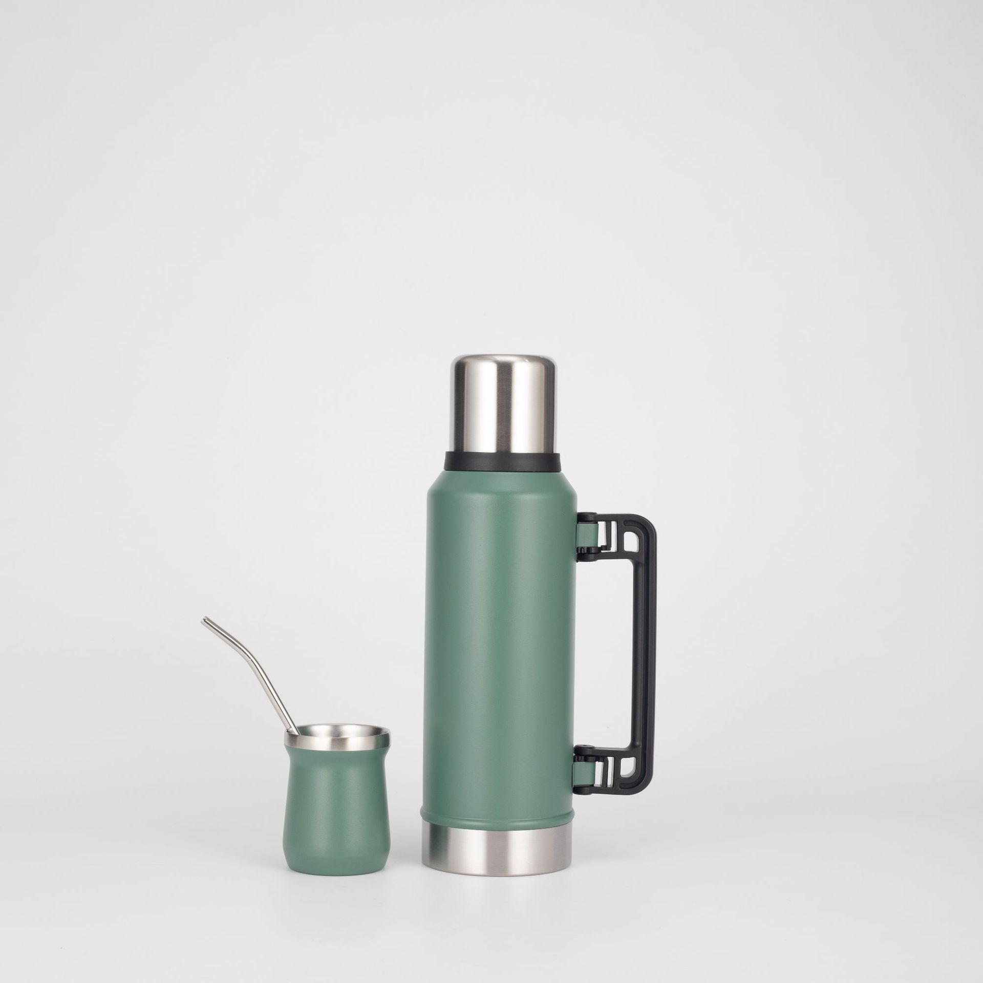 Botella de agua aislada estilo Stanley con asa portátil, botella de ciclismo de gran capacidad, taza térmica de acero inoxidable 304, botella de agua caliente.