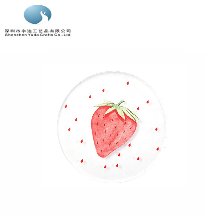 实力工厂亚克力杯垫创意草莓茶杯垫 圆形防滑隔热杯垫 家庭茶杯垫