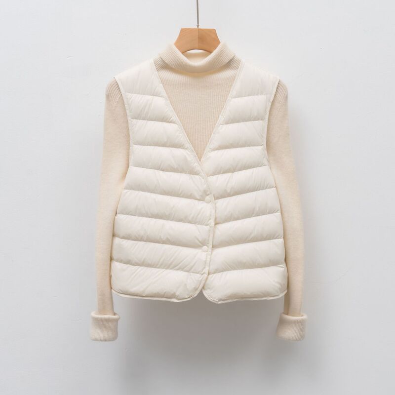 Pinghu Chixin 90 Goose down down Jacket Women's Lightweight Vest Horizontal Strip New Autumn and Winter Simple Inner down Liner
